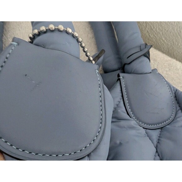 Coach Pillow Large Tote Bag CP152 Iris Quilted In Slate Blue Nylon Purse - Picture 10 of 16